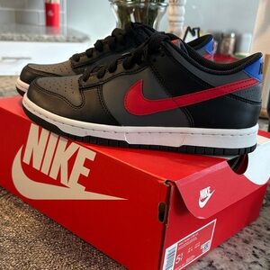 Nike Black Sneakers with Red and Blue Accents